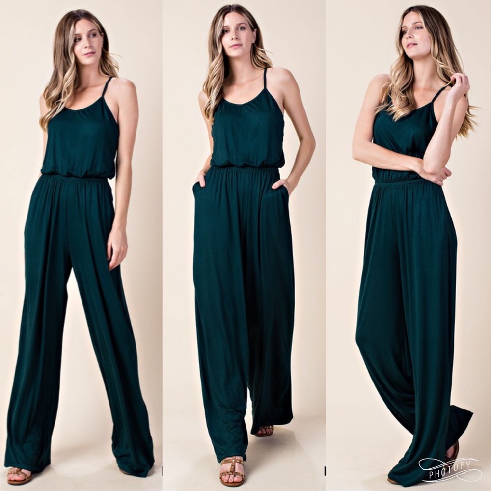 Criss cross back wide leg jumpsuit dress sexy - Picture 6 of 6